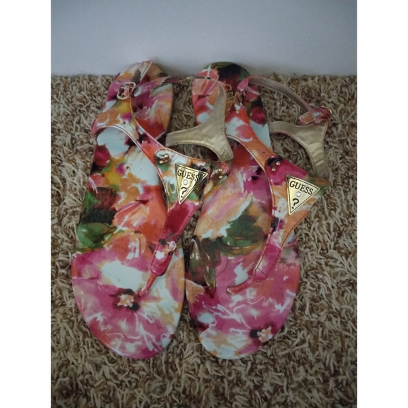 Guess Factory Carmela Floral T-Strap Sandals - Picture 2 of 3